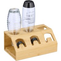 Relaxdays - Flaschenhalter kompatibel mit Sodastream-Flaschen, Bambus, mit Abtropfschale, 3er Flaschenständer, natur Relaxdays - Flaschenhalter kompatibel mit Sodastream-Flaschen, Bambus, mit Abtropfschale, 3er Flaschenständer, natur von RELAXDAYS