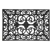Relaxdays Fußmatte Gummi, 40x60 cm, rutschfest, wetterfest, Innen- & Außenbereich, Fußabtreter, florales Muster, schwarz von RELAXDAYS