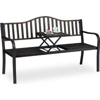 Relaxdays Gartenbank mit klappbarem Tisch, 3-Sitzer, Garten, Metall Balkonbank, HBT 89 x 150 x 58,5 cm, schwarz-bronze Relaxdays Gartenbank mit klappbarem Tisch, 3-Sitzer, Garten, Metall Balkonbank, HBT 89 x 150 x 58,5 cm, schwarz-bronze von RELAXDAYS