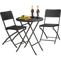 Relaxdays - Gartenmöbel Set Bastian, klappbar, 3-teilig, Rattan-Optik, klein, hbt Tisch: 75,5 x 60 x 60 cm, schwarz von RELAXDAYS