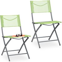 Gartenstuhl 2er Set, Klappstuhl für Garten, Balkon, Terrasse, Metall Campingstuhl bis 120 kg, wetterfest, grün - Relaxdays von RELAXDAYS