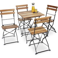 Relaxdays Gartenstuhl 4er Set, klappbar, Metall, Naturholz, ohne Armlehnen, H x B x T: 84 x 42 x 44 cm, naturfarben von RELAXDAYS