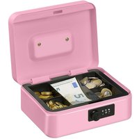 Relaxdays - Geldkassette, 3-stellige Zahlenkombination, Münzeinsatz, Geldkasten Eisen, Kasse, hbt 8,5x20x17 cm, pink von RELAXDAYS