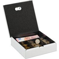 Relaxdays - Geldkassette abschließbar, entnehmbarer Einsatz, 4 Fächer, Barkasse aus Eisen, HxBxT: 6 x 17 x 17,5 cm, weiß Relaxdays - Geldkassette abschließbar, entnehmbarer Einsatz, 4 Fächer, Barkasse aus Eisen, HxBxT: 6 x 17 x 17,5 cm, weiß von RELAXDAYS