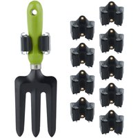 Relaxdays - Gerätehalter 10er Set, Gummi-Rollen zum Klemmen, Universal Besenhalter für Wand, Garten, Eisen, grau/schwarz von RELAXDAYS