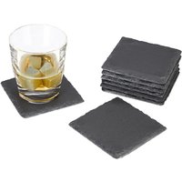 Getränkeuntersetzer Schiefer 8er Set, quadratisch 10x10 cm, pflegeleichte Untersetzer, für Gläser, grau - Relaxdays Getränkeuntersetzer Schiefer 8er Set, quadratisch 10x10 cm, pflegeleichte Untersetzer, für Gläser, grau - Relaxdays von RELAXDAYS