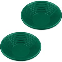 Relaxdays Goldwaschpfanne, 2er Set, Goldwaschen, H x D: 8 x 38 cm, Kunststoff, 3 Zonen Waschpfanne, Goldpfanne, grün von RELAXDAYS