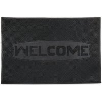 Relaxdays Fußmatte WELCOME, BxT: 60x40 cm, 100% Gummi, Anti-Rutsch, Schmutzfangmatte, Outdoor Eingangsmatte, schwarz von RELAXDAYS