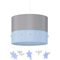 Hängelampe Kinderzimmer, Himmel-Motiv, hd: 160x35 cm, Pendelleuchte mit hängenden Sternen & Wolken, blau/grau - Relaxdays von RELAXDAYS