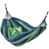 Relaxdays - Hängematte Baumwolle, BxT: 150 x 190 cm, mit Befestigungsset, bis 300 kg, tragbar, Stabhängematte, blau-grün von RELAXDAYS