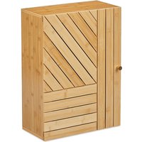 Relaxdays Hängeschrank Bad, Bambus, verstellbare Ablage, variabel montierbare Tür, 55 x 40 x 20 cm, Wandschrank, natur von RELAXDAYS