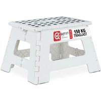 Klapphocker faltbar, 2er Set, Camping Hocker, Kinder Badhocker, bis 150 kg, Kunststoff, hbt: 22x35x28 cm, weiß - Relaxdays von RELAXDAYS