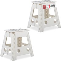 Relaxdays - Klapphocker faltbar, 2er Set, Camping Hocker, großer Badhocker, bis 150 kg, Kunststoff, hbt: 39x39x32 cm, weiß Relaxdays - Klapphocker faltbar, 2er Set, Camping Hocker, großer Badhocker, bis 150 kg, Kunststoff, hbt: 39x39x32 cm, weiß von RELAXDAYS