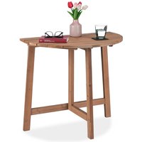 Relaxdays - Klapptisch, halbrund, HxBxT: 74 x 80 x 50 cm, Balkon, Terrasse & Garten, Holz, Outdoor, Wandklapptisch, braun von RELAXDAYS