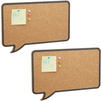 Relaxdays - Korkpinnwand 2er Set, Korkwand Sprechblasen-Form, Büro Pinnwand mit Pins, hbt: 29 x 44 x 1 cm, natur/schwarz von RELAXDAYS