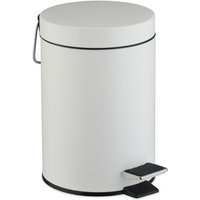 Relaxdays Kosmetikeimer, 3 Liter, entnehmbarer Inneneimer, Metall, Badezimmer & Gäste WC, Mülleimer mit Deckel, weiß von RELAXDAYS