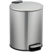 Relaxdays - Kosmetikeimer 5 Liter, Edelstahl, Badabfallbehälter mit Inneneimer, Absenkautomatik, runder Treteimer, silber von RELAXDAYS