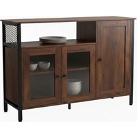 Relaxdays Küchenschrank mit Glastüren, HBT: 75 x 110 x 33 cm, 5 Fächer, Sideboard Küche, Industrial, dunkelbraun/schwarz Relaxdays Küchenschrank mit Glastüren, HBT: 75 x 110 x 33 cm, 5 Fächer, Sideboard Küche, Industrial, dunkelbraun/schwarz von RELAXDAYS