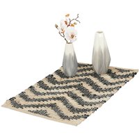 Läufer, Baumwolle & Jute, 50 x 80 cm, rutschfest, handgewebt, Teppich Flur, Küche, Zickzack, beige/schwarz - Relaxdays Läufer, Baumwolle & Jute, 50 x 80 cm, rutschfest, handgewebt, Teppich Flur, Küche, Zickzack, beige/schwarz - Relaxdays von RELAXDAYS