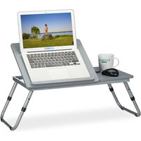 Relaxdays - Laptoptisch höhenverstellbar, klappbar, neigbare Arbeitsfläche, Betttisch für Laptop, mdf, 44x73x34,5 cm, grau von RELAXDAYS