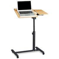 Relaxdays - Laptoptisch höhenverstellbar, HxBxT:95x60x40cm, Notebook Ständer, mit Rollen & Ablage, Eiche, gelb von RELAXDAYS