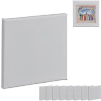 Leinwand, Malleinwand quadratisch, 10 Stück, 15x15 cm, zum Bemalen, Aquarell- & Acrylmalerei, Keilrahmen, weiß - Relaxdays von RELAXDAYS