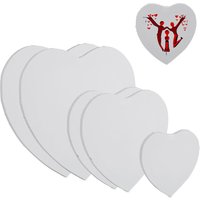 Leinwand, herzförmige Malleinwand, 6er Set, 3 versch. Größen, zum Bemalen, für Aquarell- & Acrylmalerei, weiß - Relaxdays von RELAXDAYS