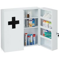 Relaxdays - Medizinschrank xxl, abschließbar, 11 Fächer, Stahl, hbt: 53,5x53x19 cm, Arzneischrank 2-türig, weiß/schearz Relaxdays - Medizinschrank xxl, abschließbar, 11 Fächer, Stahl, hbt: 53,5x53x19 cm, Arzneischrank 2-türig, weiß/schearz von RELAXDAYS