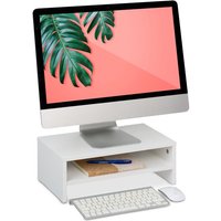 Monitorständer mit Fach, Bildschirmerhöhung für Schreibtisch, hbt: 14 x 40 x 23,5 cm, Bildschirmpodest, weiß - Relaxdays Monitorständer mit Fach, Bildschirmerhöhung für Schreibtisch, hbt: 14 x 40 x 23,5 cm, Bildschirmpodest, weiß - Relaxdays von RELAXDAYS
