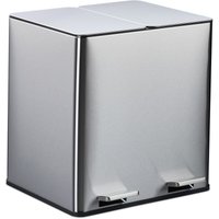 Relaxdays - Mülleimer 2 x 15 Liter, Küchenmülleimer mit Geruchsfilter, Biomüll, Absenkautomatik und Trittpedal, silber von RELAXDAYS