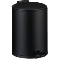 Mülleimer Bad, 3 l, Kosmetikeimer mit Soft-Close, matte Optik, entnehmbarer Inneneimer, Treteimer, schwarz - Relaxdays von RELAXDAYS