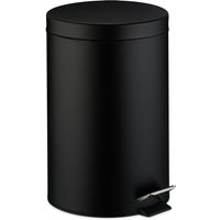 Relaxdays Mülleimer Küche, 20 Liter, mit Deckel, entnehmbarer Inneneimer, Fußpedal, mattes Design, Treteimer, schwarz von RELAXDAYS