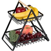 Relaxdays Obstkorb Etagere 2-stöckig, Obstschale für die Küche, moderner Metallkorb für Obst und Gemüse, Metall, schwarz Relaxdays Obstkorb Etagere 2-stöckig, Obstschale für die Küche, moderner Metallkorb für Obst und Gemüse, Metall, schwarz von RELAXDAYS