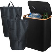 Relaxdays Pfandflaschen Sammelbehälter, 170 L, bis 100 Flaschen, 2 Beutel, Flaschensammler für Glas & Plastik, schwarz von RELAXDAYS