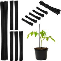 Pflanzstäbe, 300er Set, HxD 30 x 0,5 cm, Rankhilfe für Jungpflanzen, mit Bindedraht, Bambusstäbe, schwarz - Relaxdays Pflanzstäbe, 300er Set, HxD 30 x 0,5 cm, Rankhilfe für Jungpflanzen, mit Bindedraht, Bambusstäbe, schwarz - Relaxdays von RELAXDAYS