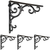 Relaxdays Regalwinkel, 4er Set, Gusseisen, antike Regalträger, Winkel Regalbretter, HxBxT: 24,5 x 4 x 24,5 cm, schwarz von RELAXDAYS