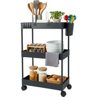 Relaxdays Rollwagen, 3 Etagen, Servierwagen, Küchenwagen Bad & Büro, Rollregal, HBT: 62,5x40x22 cm, Bastelwagen, schwarz Relaxdays Rollwagen, 3 Etagen, Servierwagen, Küchenwagen Bad & Büro, Rollregal, HBT: 62,5x40x22 cm, Bastelwagen, schwarz von RELAXDAYS