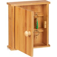 Schlüsselkasten Bambus-Holz, 6 Haken, Magnetverschluss, Schlüsselschrank für die Wand, HBT 20,5x18x6cm, natur - Relaxdays von RELAXDAYS