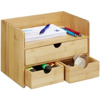 Relaxdays - Schreibtisch Organizer, Bambus Briefablage, Schubladen für Büro Utensilien, Ordnungssystem Schreibtisch, Natur von RELAXDAYS