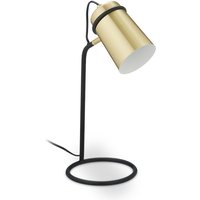 Schreibtischlampe, Metall Tischleuchte, schwenkbarer Schirm, E14 Fassung, Bürolampe mit Kabel, gold/schwarz - Relaxdays von RELAXDAYS