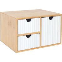 Relaxdays Schubladenbox, Bambus & MDF, 3 geriffelte Schubladen, HBT: 15 x 25 x 20 cm, Schreibtisch Organizer, weiß/natur Relaxdays Schubladenbox, Bambus & MDF, 3 geriffelte Schubladen, HBT: 15 x 25 x 20 cm, Schreibtisch Organizer, weiß/natur von RELAXDAYS