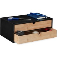 Relaxdays - Schubladenbox, Bambus & mdf, Mini Kommode 2 Schubladen, hbt 14x33x21 cm, Schreibtisch Organizer, schwarz/natur von RELAXDAYS
