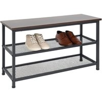 Relaxdays Schuhregal Industrial, 6 Paar Schuhe HBT 45x80x30 cm, Metall Schuhablage, Schuhgestell 2 Ebenen, schwarz/braun von RELAXDAYS