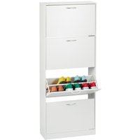 Relaxdays - Schuhschrank, HxBxT: 152 x 60 x 24 cm, für 24 Paar, 4 Klappen, schmaler Schuhkipper, Flur Schuhkommode, weiß Relaxdays - Schuhschrank, HxBxT: 152 x 60 x 24 cm, für 24 Paar, 4 Klappen, schmaler Schuhkipper, Flur Schuhkommode, weiß von RELAXDAYS