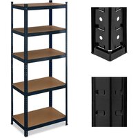 Schwerlastregal, hbt: 180 x 70 x 45 cm, 500 kg, Stahl & mdf, 5 Ebenen, Lagerregal zum Stecken, Garage, schwarz - Relaxdays von RELAXDAYS
