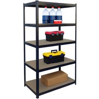 Relaxdays Schwerlastregal, HxBxT 180x100x60 cm, Traglast 1250 kg, 5 MDF-Ebenen, Lagerregal Keller, zum Stecken, schwarz von RELAXDAYS