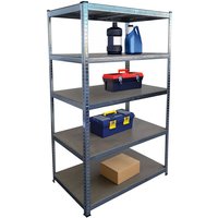 Relaxdays Schwerlastregal, HxBxT 180x100x60 cm, Traglast 1250 kg, 5 MDF-Ebenen, Lagerregal Keller, zum Stecken, silbr von RELAXDAYS