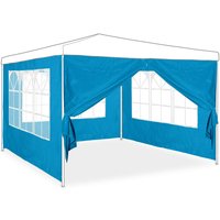 Seitenwand für Pavillon 4er Set, 3 Seitenwände mit Fenster, Seitenteil mit Reißverschluss, HxB 2x3 m, hellblau - Relaxdays von RELAXDAYS