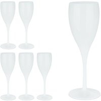 Relaxdays Sektgläser Kunststoff, 6er Set, bruchfest & BPA-frei, Mehrweg Champagner Gläser, 140 ml, Sektbecher, weiß von RELAXDAYS