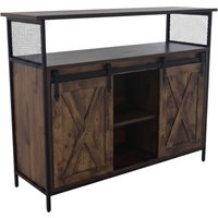 Relaxdays Sideboard mit Schiebetüren, HBT: 80 x 100 x 33 cm, 6 Fächer, Beistellschrank Küche & Wohnzimmer, braun/schwarz von RELAXDAYS